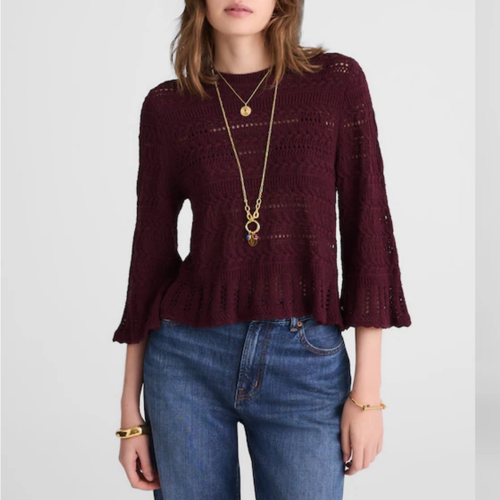 Madewell Scalloped-Trim Sweater Tee Nwot
